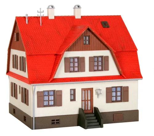 Kibri 38162 H0 Wohnhaus mit Erker - H0 Maßstab 1:87, detailreiches Wohnhaus mit Erker, ideal für die Gestaltung von Modellbahnanlagen.