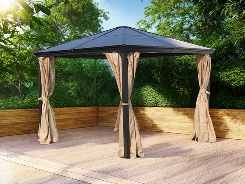 Jet-Line® Alu Pavillon 3x3 Suez | Stabil und Winterfest - Hochwertiger Gartenpavillon aus Aluminium mit 6 mm Polycarbonat-Dach, wasserabweisend und UV-Schutz 50+. Ideal für ganzjährige Nutzung im Garten oder auf der Terrasse.