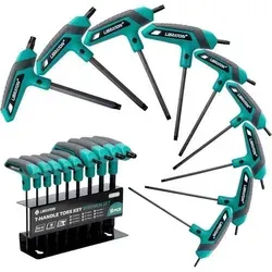 LIBRATON Torx Schlüsselsatz T-Griff T10-T50 9-teilig - Entdecke den LIBRATON Torx Schlüsselsatz T-Griff T10-T50 9-teilig – ideal für präzises Arbeiten an Auto und Fahrrad. Mit ergonomischem T-Griff und klarer Größenkennzeichnung für schnellen Zugriff. Robuste Cr-V-Stahl-Konstruktion für Langlebigkeit.