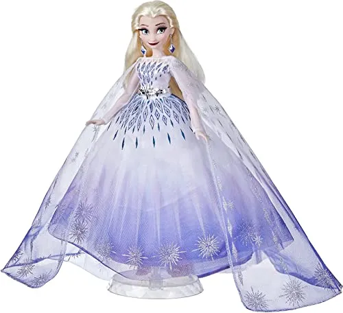 Disney Prinzessin Style Serie Weihnachtsedition Elsa Puppe - Puppen mit glitzernden Accessoires und prachtvollem Kleid, perfekt für Fans der Eiskönigin und Sammler ab 6 Jahren. Inklusive Ständer für eine stilvolle Präsentation!