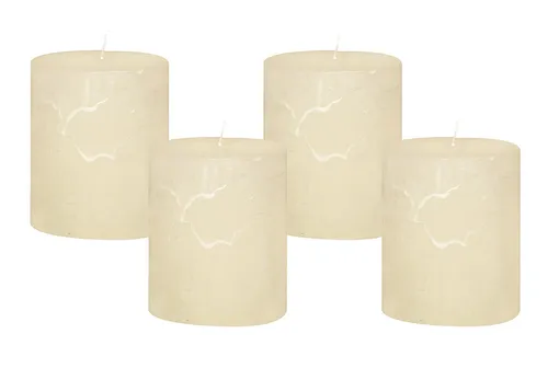 Rustic Stumpenkerzen Premium Kerze Creme Weiss 7x8cm - 40 Std Brenndauer 4