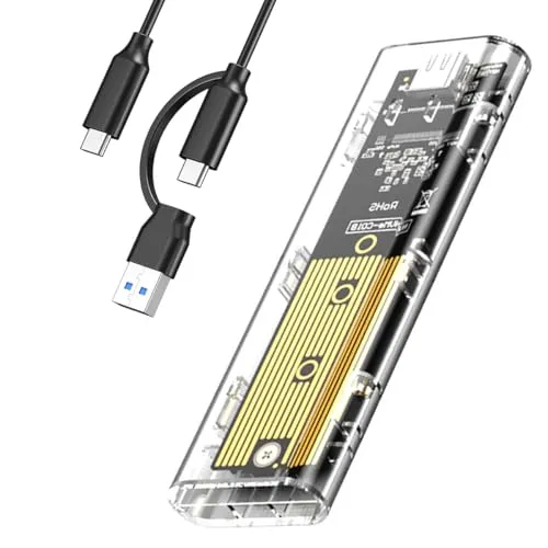 Vinmooog NVME Gehäuse M.2 ssd gehäuse nvme USB Adapter, USB C ssd Adapter m2 ssd gehäuse pcie m2 Adapter 10Gbps USB3.1 Gen2 für ssd m2 gehäuse Größe 2230/2242/2260/2280 Untersützt UASP