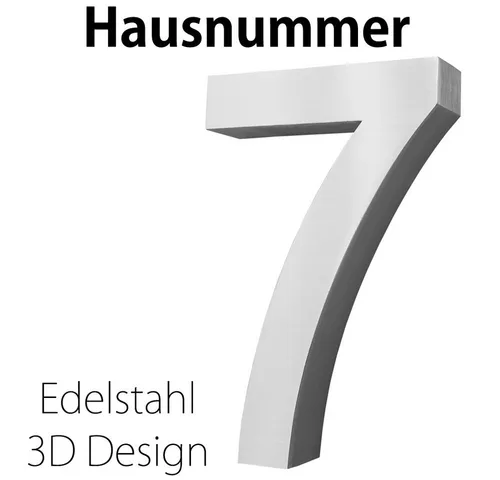 V2Aox Edelstahl Hausnummer 20 cm - Ziffer 7 - Hochwertige 3D Hausnummer aus V2A Edelstahl, die bündig mit der Wand abschließt. Ideal für einen eleganten Eingangsbereich. Inklusive unsichtbarer Befestigung und Dübel für einfache Montage.