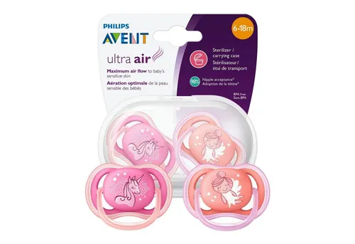 Philips AVENT Schnuller Philips Avent Ultra Air Schnuller (Modell SCF345/22), Kiefergerecht mit extragroßen Löchern & 6-18Monate
