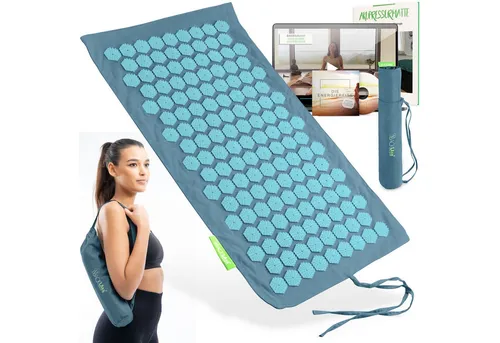 BACKLAXX ® Akupressurmatte Set mit Tasche [To-Go] - Akupressur-Massagematte für Nacken und Rücken, ideal für Reisen. Lindert Schmerzen, fördert Entspannung und Durchblutung – perfekt für unterwegs!