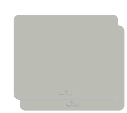 TINYLOADERS 2xSET Praktische Bodenmatten zum Unterlegen unter Hochstuhl Kinderstuhl Spielmatte Spritzmatte für Kunst Handwerk waschbarer wasserdichter rutschfester Bodenschutz 110 cm x 95 cm Grau