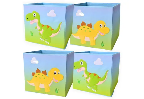 TE-Trend Dinosaurier Spielzeugtruhe – Faltbare Aufbewahrungsbox für Kinder - Praktische Spielzeugkiste mit Dinosaurier-Motiv, faltbar und ideal für ab 3 Jahren. Perfekte Aufbewahrungslösung für ein aufgeräumtes Kinderzimmer.