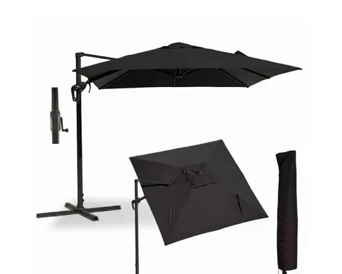 Liadomo Ampelschirm Pineto, Standschirm, Sonnenschirm, Sonnenschutz, mit Sockelkreuz, LxB: 300x300 cm, Schirm-Set, Gartenschirm, Pendelschirm, für Balkon, Terrasse & Garten, inkl. Schutzhülle