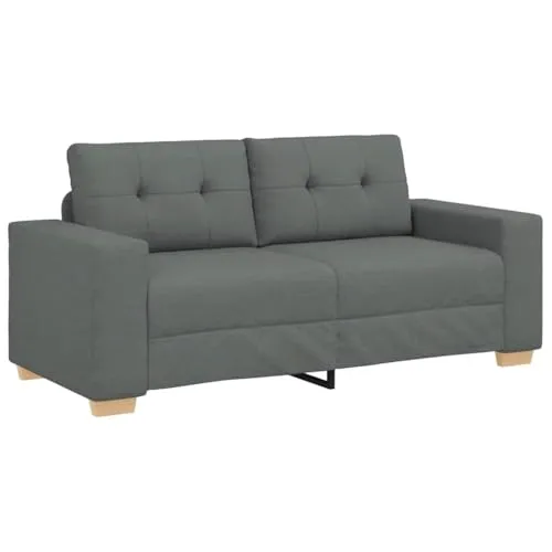 vidaXL Zweisitzer-Sofa Dunkelgrau 140 cm Stoff - Sofas – Komfortables Zweisitzer-Sofa mit dick gepolsterten Schaumstoffsitzen, ideal für jeden Raum und perfekt zum Entspannen.