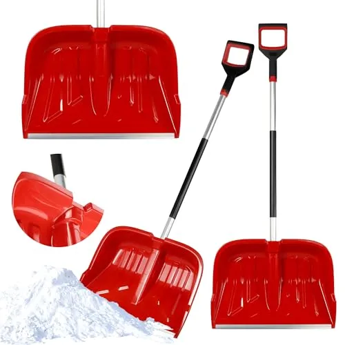 KADAX Professionelle Schneeschaufel 53x135cm - Schneeketten: Robuste Schneeschaufel mit Antirutschgriff und starkem Kunststoffblatt für müheloses Schneeräumen bei jedem Wetter.