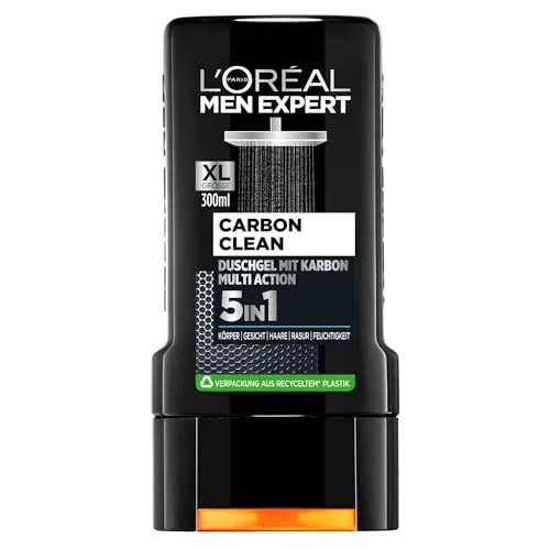 L'Oréal Duschgel PURE CARBON XL 250ml - Duschgel für Körper, Gesicht, Haar & Bart, ideal für alle Hauttypen und perfekt für die tägliche Reinigung.