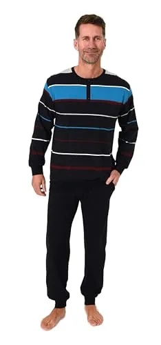 Normann Herren Schlafanzug lang mit Bündchen in Streifenoptik - Bequemer Pyjama in Übergrößen - Eleganter Herren Schlafanzug in zeitloser Streifenoptik. Die Bündchen sorgen für optimalen Tragekomfort und verhindern das Verrutschen während der Nacht. Hochwertige Markenqualität seit 1903, auch in großen Größen erhältlich.