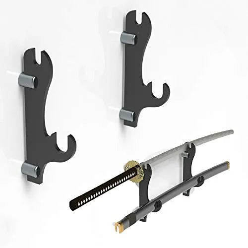 WANLIAN Schwerthalter, Schwerthaken, Acryl, zweilagig, Wandmontage, Samurai-Schwerter, Luxus-Tischständer für Katana oder Wakizashi Schwert, kann alle Schwerter unterstützen (schwarz)