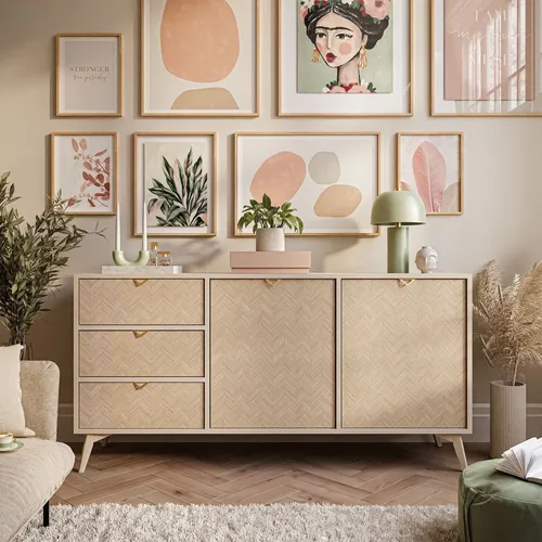 Zweitürige Kommode ALOE KSZ158 mit Schubladen Sandbeige in beige von Lukmebel