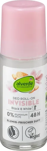 alverde NATURKOSMETIK Deo Roll-On Invisible Black  White @, 50 ml 1 Stk