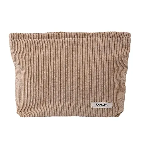Kosmetiktasche aus Cord | Beutel aus Cord in modernen Farben (Beige)