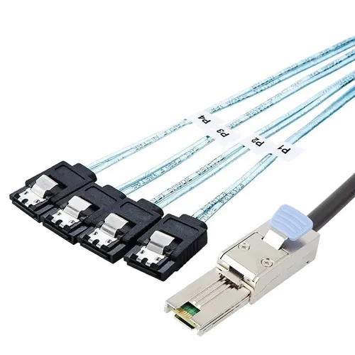 P84 Mini SAS SFF-8088 auf 4x SATA 7pin Splitter Kabel Festplatten Datenkabel 1m