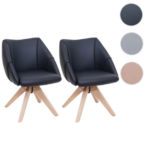 Mendler 2er-Set Esszimmerstuhl HWC-Q52 – Drehstuhl mit Kunstlederbezug