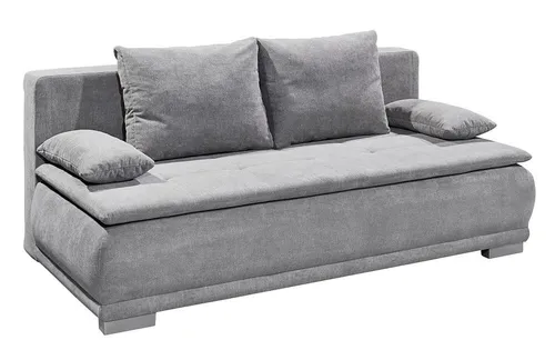 Luigi Schlafsofa 211x103 cm Schlamm - Komfortabler Dauerschläfer - Sofas mit Schlaffunktion, ideal für kleine Räume; inklusive Bettkasten und zwei Kissen für zusätzlichen Komfort.