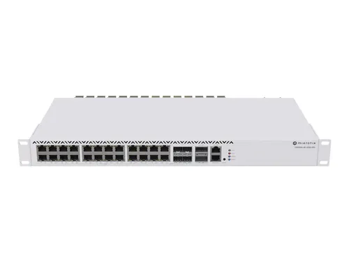 MikroTik CRS326-4C+20G+2Q+RM - L3 Switch mit hoher Bandbreite - Switches mit 20 x 2,5GBase-T und 4 x SFP+ für maximale Geschwindigkeit, ideal für Netzwerkinfrastrukturen mit hohem Datenaufkommen.
