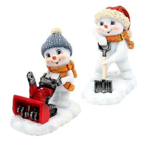 Dekohelden24 Dekofigur Schneekinder in verschiedenen Varianten, 2er Set, winterliches Werkzeug, detailreich gestaltet