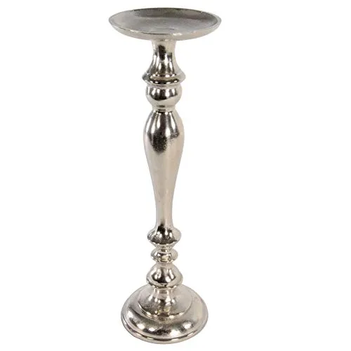 Lesli Living Kerzenhalter Brush 51cm - Eleganter Silberner Kerzenständer - Kerzenständer Brush aus gebürstetem Aluminium, 51 cm hoch, ideal zum Dekorieren und für stimmungsvolle Beleuchtung in jedem Raum.