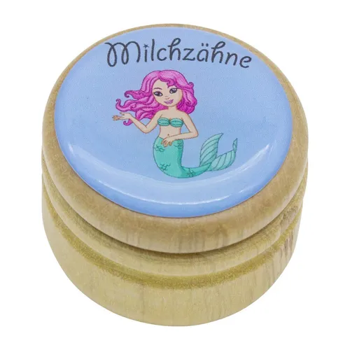 Milchzahndose Meerjungfrau Zahndose Milchzähne Bilderdose aus Holz  7023