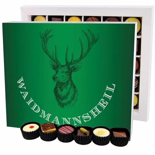 Hallingers Genuss Manufaktur Pralinen Geschenk Jäger – ohne Alkohol, handgemacht aus Premium Edelkakao, edle Geschenkbox 