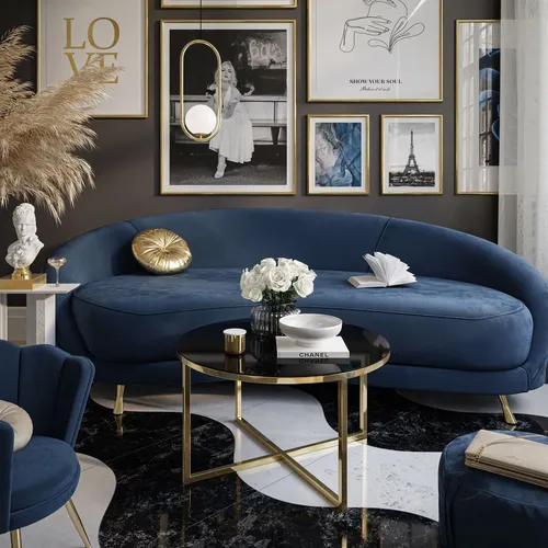 Runder Couchtisch CIRI-X GLASS mit vergoldetem Chromgestell in gold von Lookway