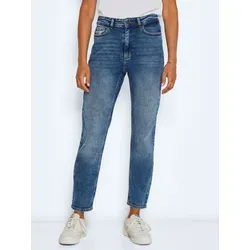 Noisy may Nmmoni Hw Straight Ank Jeans - Dark Blue Denim - Damen Jeans in Dunkelblau, high waist und gerader Schnitt, perfekt für einen modernen Look.