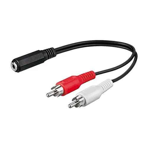 Audio Adapter | 20 cm | 3,5 mm Klinke Buchse auf 2x Cinch Stecker | Stereo Y Adapter RCA Verbinder Chinch Laptop Tablet Smartphone | Schwarz