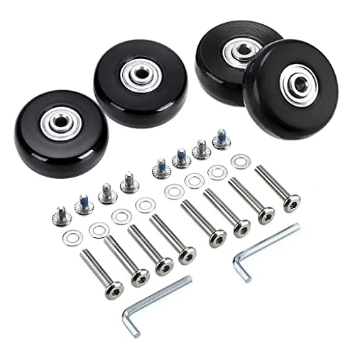 SUMNACON 4 Stück 45 x 18 mm Gepäck-Koffer-Ersatzräder, Gummi-Lenkrollen, Kugellager, Kits