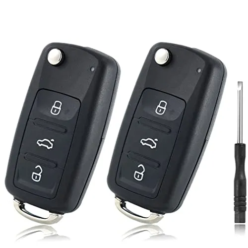 Betterher 2 stück Schlüssel Gehäuse Fernbedienung kompatibel für vw schlüsselgehäuse,schlüsselhülle Cover Autoschlüssel kompatibel für Polo MK6 Golf Skoda Tiguan Touareg Seat