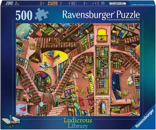 Ravensburger Puzzle Ludicrous Libray, 500 Puzzleteile, Made in Germany