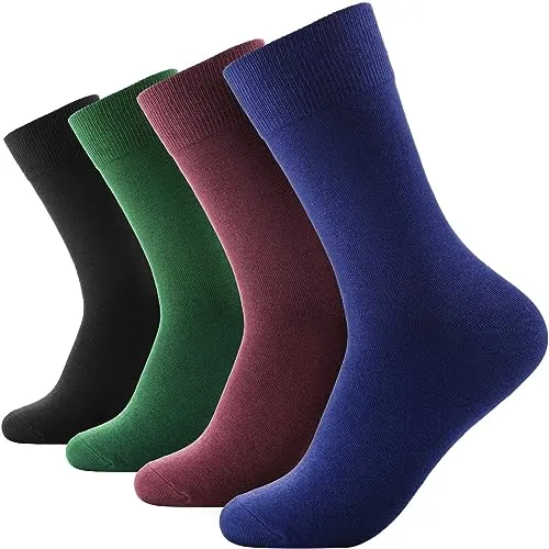 Paar Bambussocken für Herren, atmungsaktive Herrensocken aus Bambus, Socken mit weichen Zehennähten, Socken-Set mit Anzugssocken, weiches Bündchen, umweltfreundliche Verpackung, 4er-Set, Large 4