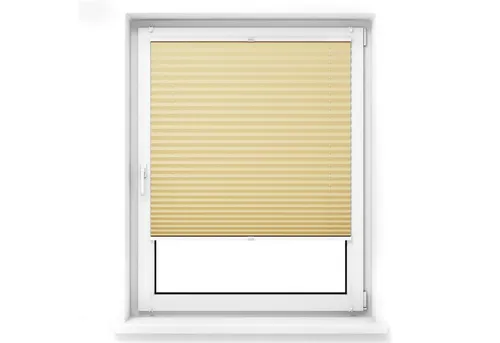 jalousiescout Plissee Pure Plissee Premium, 35 x 100 cm, beige, halbtransparent, ohne Bohren, verspannt, Klemmfix, Polyester-Stoff, blickdicht und lichtdurchlässig