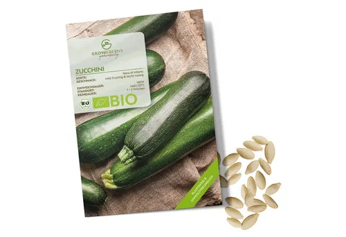 Growgreens Gemüsesamen BIO Zucchini Samen (Nero di Milano) - Zucchini Saatgut (5 Korn), Zucchini