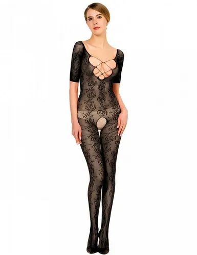 Lau-Fashion Bodystocking Fashion Nylon Catsuit Netz Overall Stocking Spitze Reizwäsche S/M/L