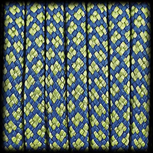 Ganzoo Paracord 550 Seil Diamond 30 Meter Nylon/Polyester-Seil mit 7 Kern-Stränge für Armband, Leine, Halsband, 4mm Stärke | Mehrzweck-Seil | Survival-Seil | Parachute Cord | Gelb Hellblau