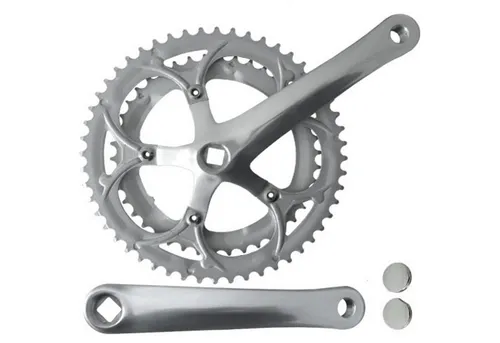 Kurbelsatz 52-42 Zähne 170mm für Rennrad – Aluminium in Silber - Hochwertiger Kurbelsatz für Rennräder mit 2 Gängen und 170 mm Kurbelarmlänge. Ideal für sportliche Einsätze, leicht und robust aus Aluminium gefertigt.