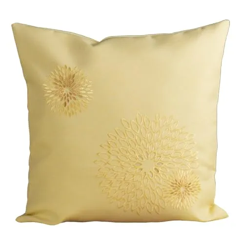 heimtexland Dekokissen Leinen-Optik Bestickt Deko Esszimmer Serie Pusteblume Kissen Bezug Stickerei Blumen Ornament Sofakissen Typ887 Kissenhülle 40x40 cm gelb