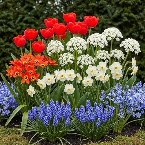 GreenboutiQ - Blumenzwiebeln - Zwiebeln aus Holland - Bulbs Hardy Perennial - Verschiedene Farben - 125 Stück - Geschenkverpackung
