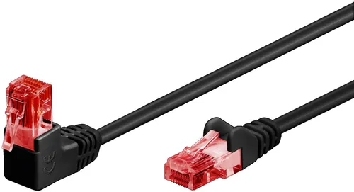 CAT 6Kabel łączący 1x 90 pod kątem,U/UTP, czarny - Długość kabla 3 m
