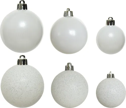 Weihnachtskugeln Kunststoff Mix 4-6cm 30er Set - Winterweiß von Christmas Decoration