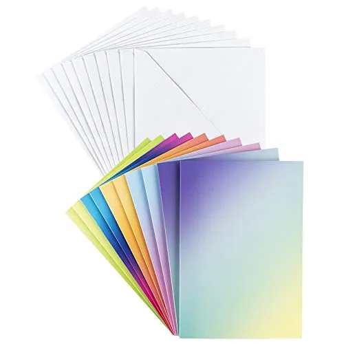 Ideen mit Herz Grußkarten-Set mit Umschlägen | 10 Motiv-Karten | blanko | bunt | neutral | ideal für Glückwünsche zum Geburtstag, Hochzeit,uvm. | Din B6 (Farbverlauf intensiv)