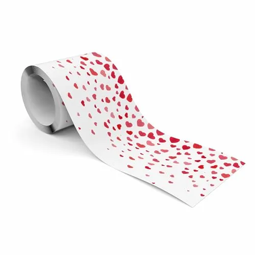 Muralo - Selbstklebende Bordüre - Tapetenbordüre Wandbördure - Dekorative Wandtatto für Wände, Möbel, Decken, Tapeten, Wandverkleidungen, Türen - kleine Herzen - Br.10cm x Hö.300cm