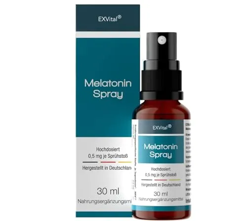 Melatonin Spray, mit Lavendel Extrakt & Vitamin B6-0,5 mg liquid Melatonin pro Sprühstoß, natürliches Schlafhormon, 30 ml Sprühflasche mit SOFORT EFFEKT- Ohne Alkohol, Hochdosiert & Made in Germany