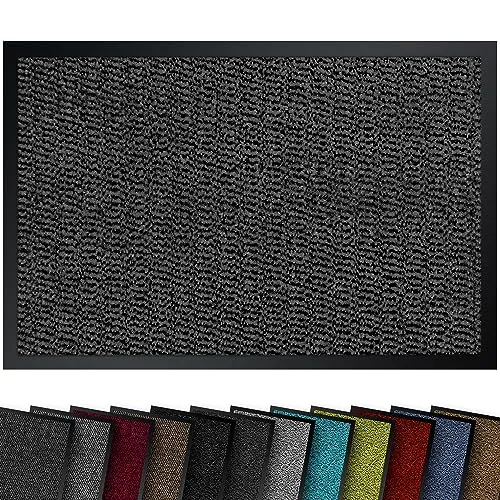 comflor Hochwertige Fußmatte Grau-Schwarz 60x90 groß für Innen & Außen - Schmutzfangmatte rutschfest, waschbar & wetterfest - Fussmatte für Eingangsbereich & Aussenbereich - Läufer Flur dünn