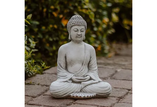 Gartenfigur Buddha in tiefer Meditation, H. 30 cm - Figuren - Frostsichere Buddha-Statue, die mit ihrer tiefen Meditation zum Entspannen und Verweilen einlädt.