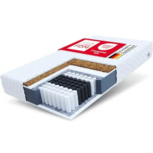 FDM Family Taschenfederkernmatratze 180 x 200 cm - 7-Zonen Matratze mit über 550 Taschenfedern, ideal für Allergiker. Kokosfasern sorgen für optimale Feuchtigkeitsregulierung und hohe Strapazierfähigkeit. Doppelseitiger Bezug aus hypoallergenen Materialien für besten Schlafkomfort.